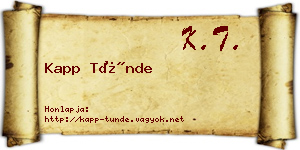 Kapp Tünde névjegykártya